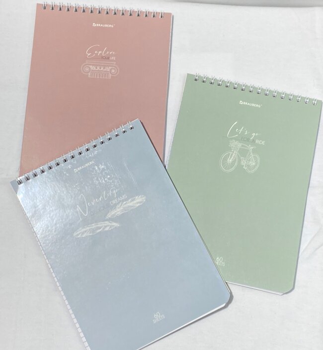 Блокнот А5 146х206мм, 60л, клетка, BRAUBERG, Pastel