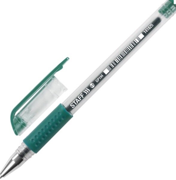 Ручка гелевая с грипом STAFF EVERYDAY GP-194, ЗЕЛЕНАЯ