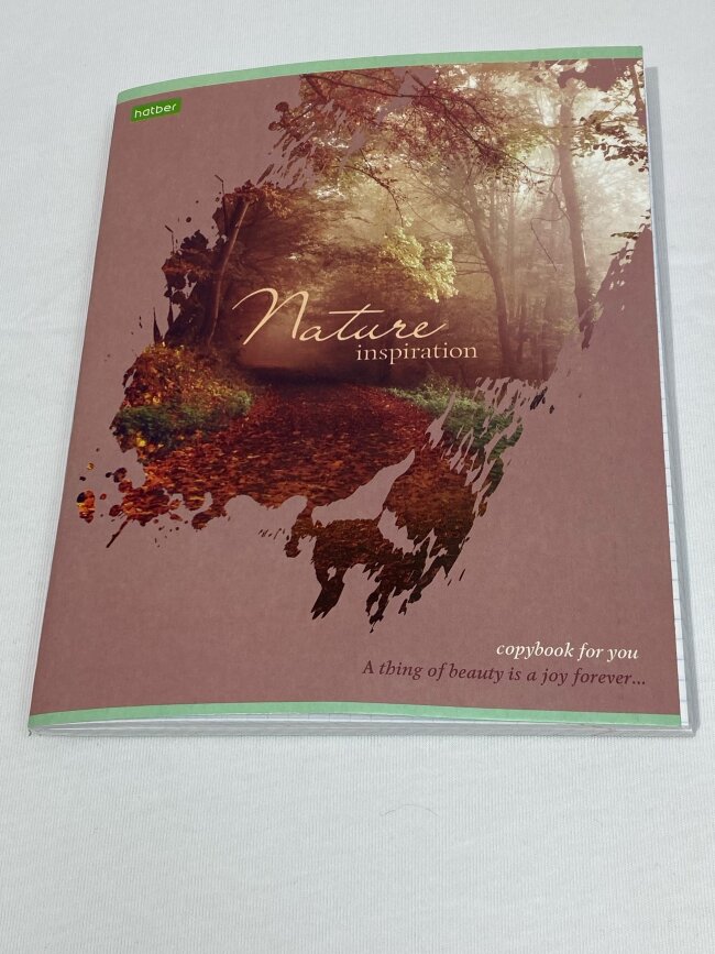 Тетрадь А5 80л. HATBER-ECO скоба, клетка, обложка картон, Nature
