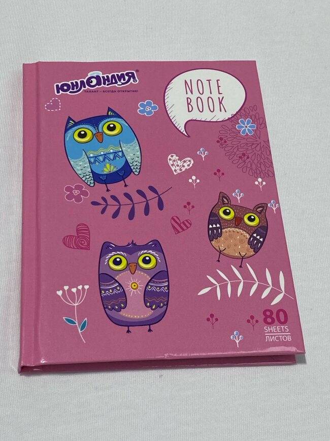 Блокнот МАЛЫЙ ФОРМАТ А6, 80л, клетка, ЮНЛАНДИЯ, Совушки