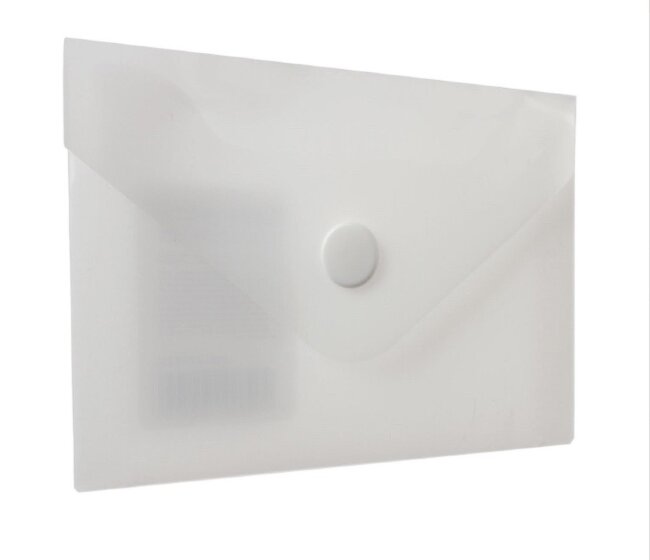 Папка-конверт с кнопкой МАЛОГО ФОРМАТА (74х105мм),А7(д/визиток),матовая прозр