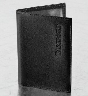 Обложка для паспорта натуральная кожа галант, "PASSPORT", черная