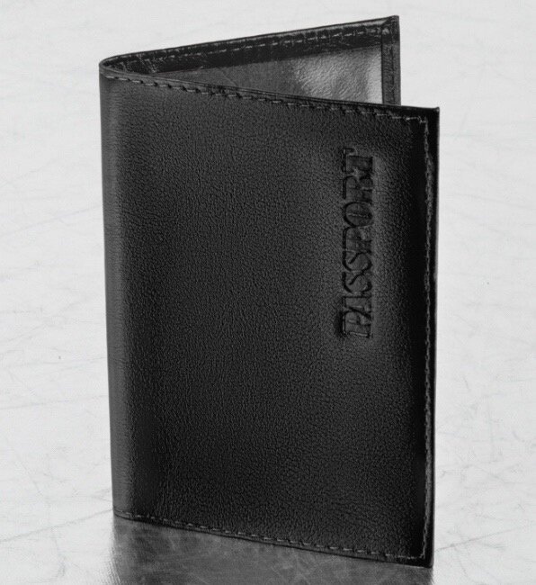 Обложка для паспорта натуральная кожа галант, "PASSPORT", черная