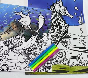 Набор бархатных художественных плакатов 2шт+4фломастера