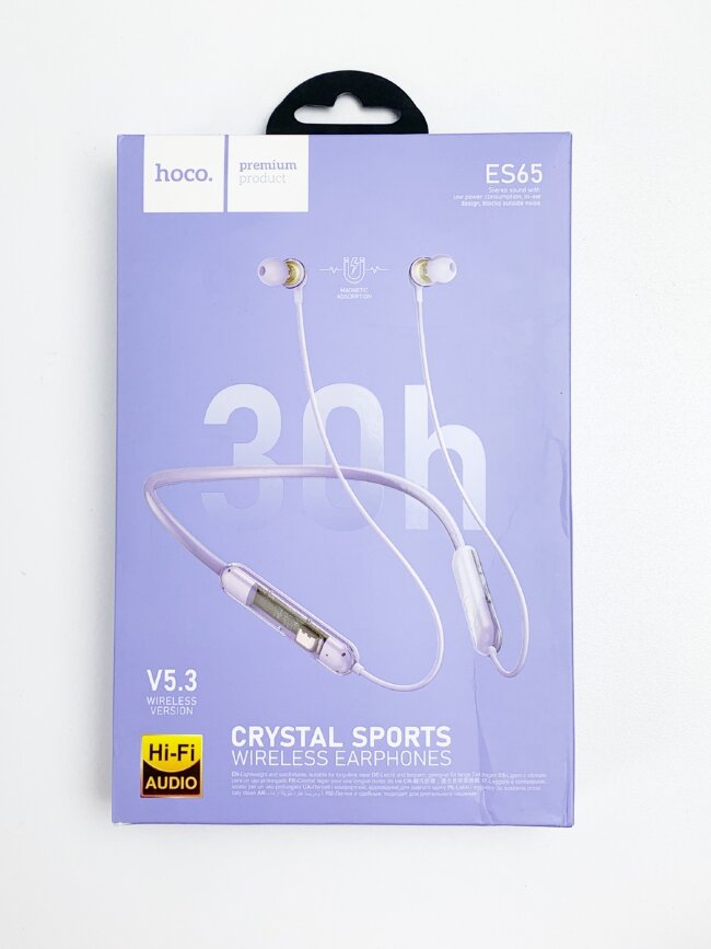 Наушники беспроводные hосо ES65 анипадение лиловые (30 часов музыки/врямя вызова)