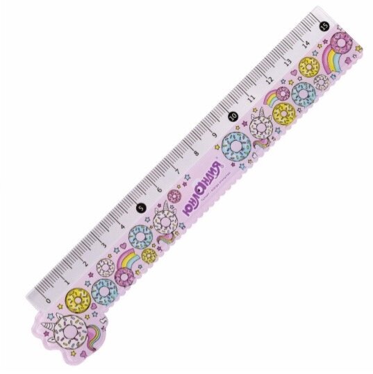 Линейка пластик 15 см ЮНЛАНДИЯ "СЛАДКИЕ ИСТОРИИ",фигурная, цветная