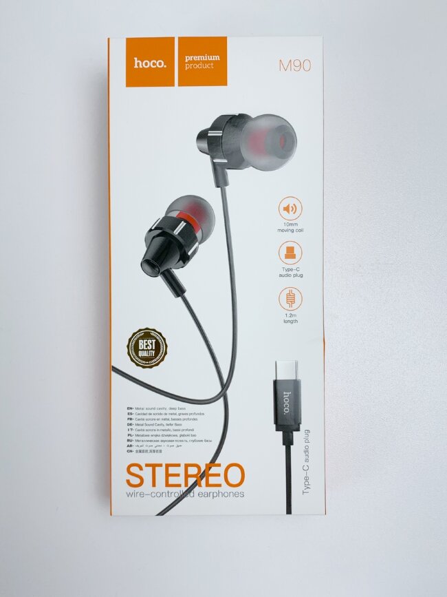 Наушники hосо М90 Stereo 1,2м черные (Аудиоразъем Type-C)