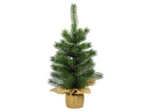 Елка в мешковине светящаяся заснеженная 60 см