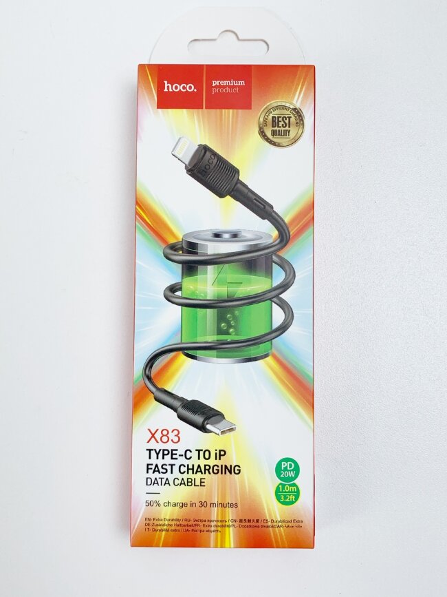 Кабель передачи данных hoco X83 TYPE-C to iP 20W 1м черный