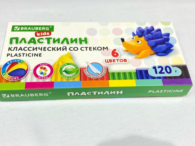 Пластилин классический BRAUBERG KIDS, 6 цветов