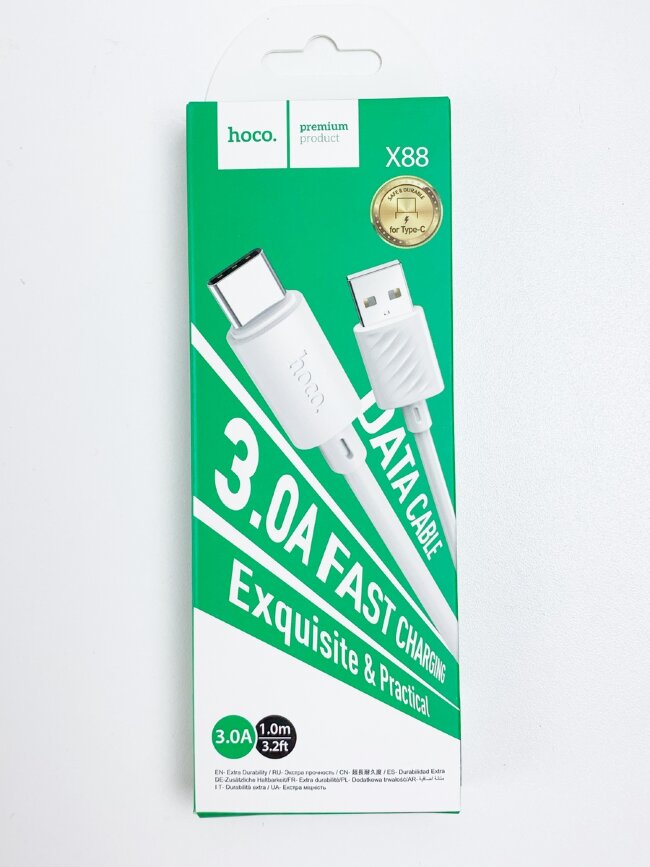 Кабель передачи данных hoco X88Type-C 3.0А 1м белый
