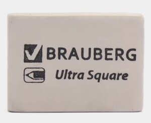Ластик BRAUBERG "Ultra Square", 26х18х8 мм, белый, натуральный каучук