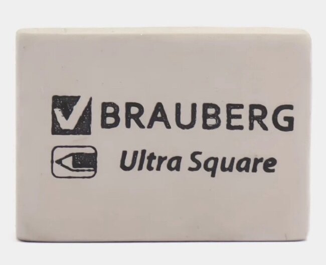 Ластик BRAUBERG "Ultra Square", 26х18х8 мм, белый, натуральный каучук