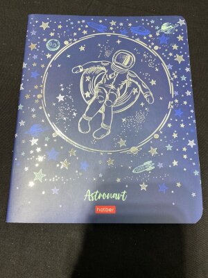 Тетрадь А5 48л. HATBER скоба, клетка, матовая ламинация, 3D, Астронавт