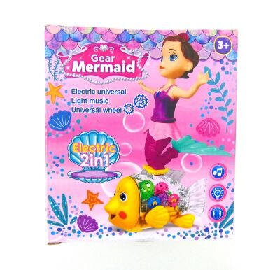 Рыба с русалкой,музыка,свет,вращение 15*17 см.