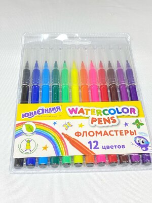 Фломастеры ЮНЛАНДИЯ 12 цветов "КЛАССНЫЕ!", вентилируемый колпачок