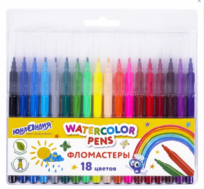 Фломастеры ЮНЛАНДИЯ 18 цветов "КЛАССНЫЕ!", вентилируемый колпачок