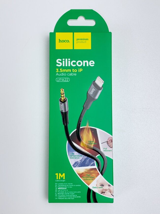 Кабель AUX hoco на iP 1м черный силикон