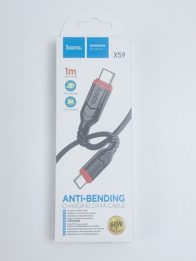Кабель передачи данных hoco X59 Type-C to Type-C 60W 1м черный