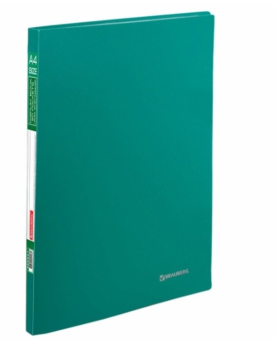 Папка  20 вклад. BRAUBERG Office, зеленая