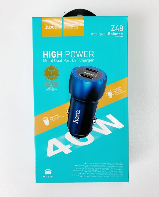 Автомобильное зарядное устройство hoco Z48 40W (2 разъема Type-C)