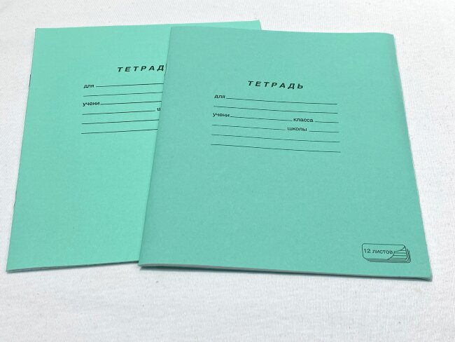 Тетрадь ЗЕЛЁНАЯ 12л, линия с полями,  "ПЗБМ"