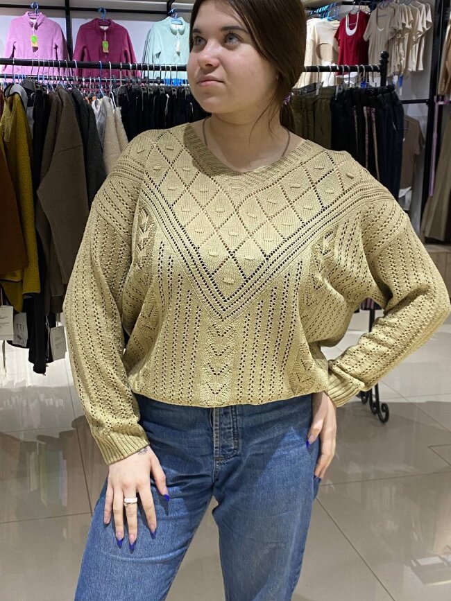 Кофта женская машнная вязка ромб