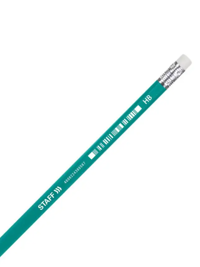 Карандаш чернографитный BRAUBERG, 1 шт., "Grass", НВ, с резинкой, пластиковый, зеленый корпус