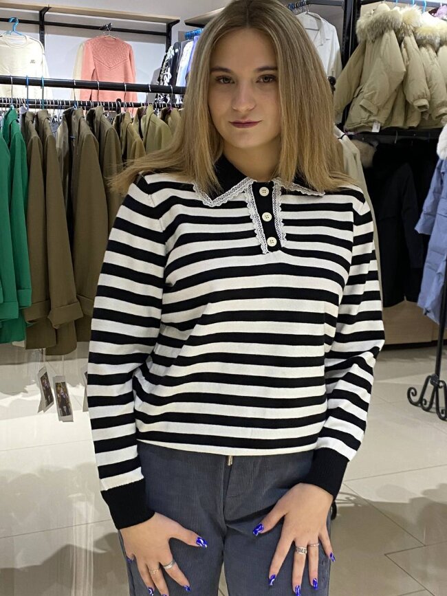 Кофта женская полоска воротник