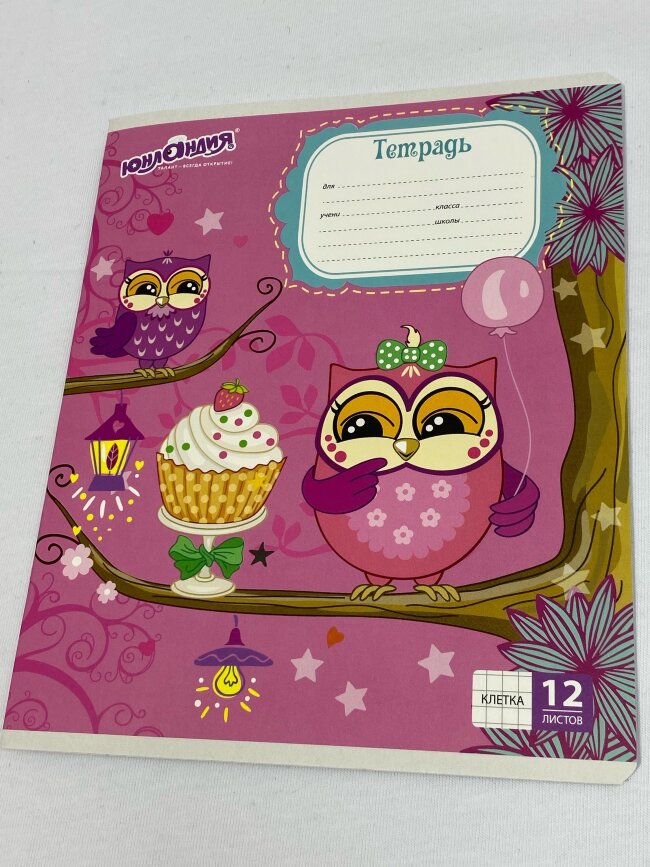 Тетрадь 12л. ЮНЛАНДИЯ клетка, обложка картон, "СОВЯТА"