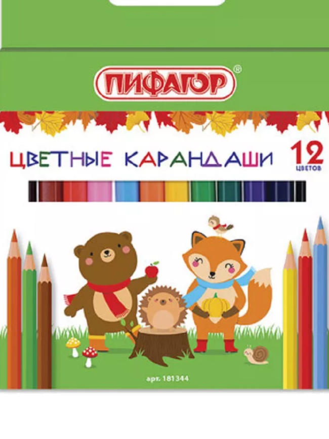 Карандаши цветные ПИФАГОР "МАЛЫШИ-КАРАНДАШИ", 12 цветов, укороченные заточенные