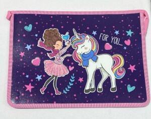 Папка для тетрадей ЮНЛАНДИЯ А4, 1 отделение, на молнии, Little Friends