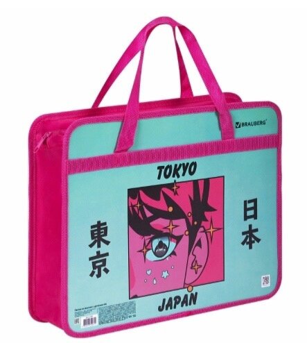 Папка на молнии с ручками BRAUBERG А4, 1 отделение, пластик, Magic