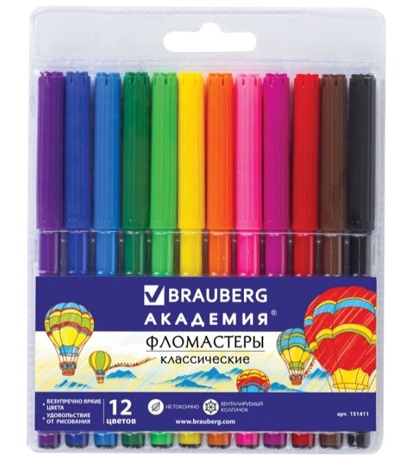 Фломастеры BRAUBERG "АКАДЕМИЯ" 12цветов