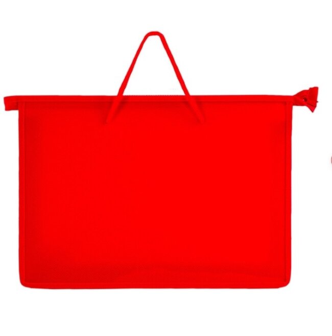 Папка на молнии с ручками ПИФАГОР, А4, пластик, молния сверху,красная