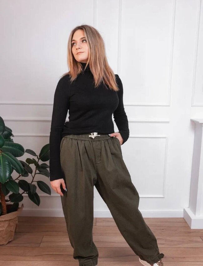 Джинсы женские свободные на резинке Мок13