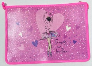 Папка для тетрадей ЮНЛАНДИЯ А4, 1 отделение, пластик, на молнии, Ballerina