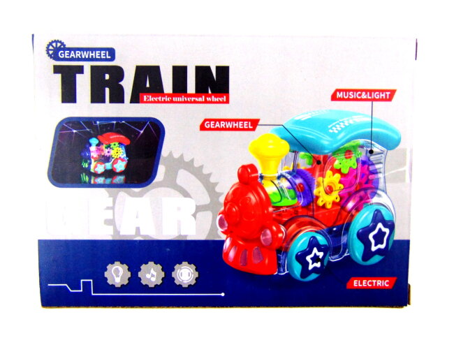 Паровоз прозрачный с шестерёнками звуковые и световые эффекты