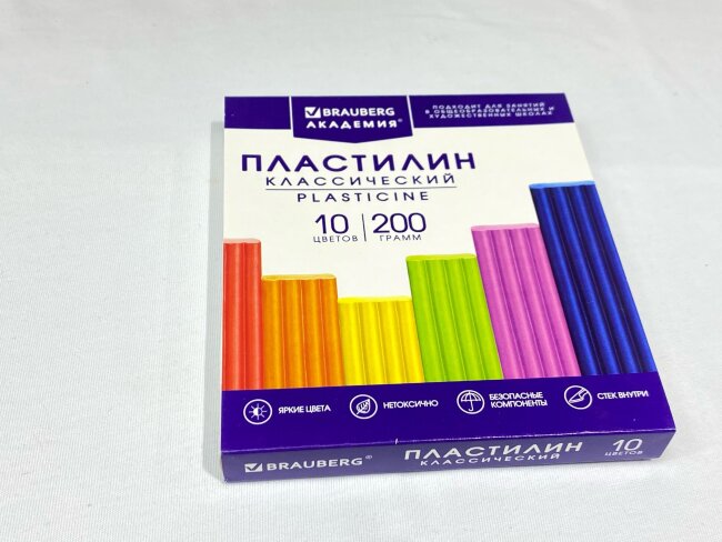 Пластилин классический BRAUBERG "АКАДЕМИЯ КЛАССИЧЕСКАЯ", 10 цв.