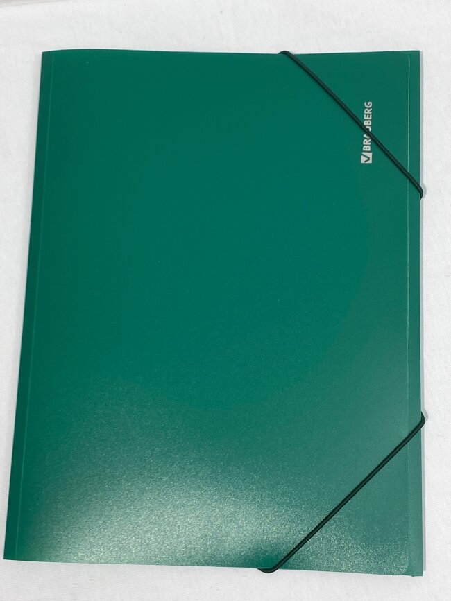 Папка на резинках BRAUBERG Стандарт, зеленая