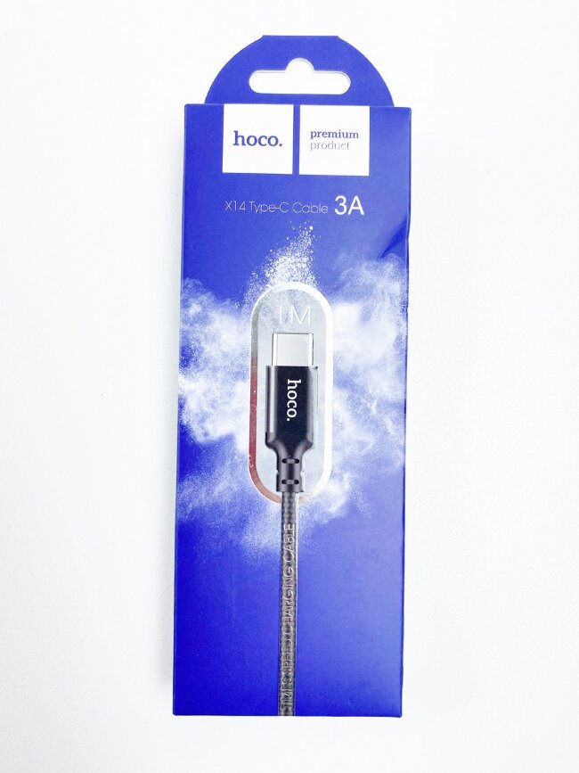 Кабель передачи данных hoco X14 Typ-C 1м черный (Экстра прочьность/Эффективная передача)