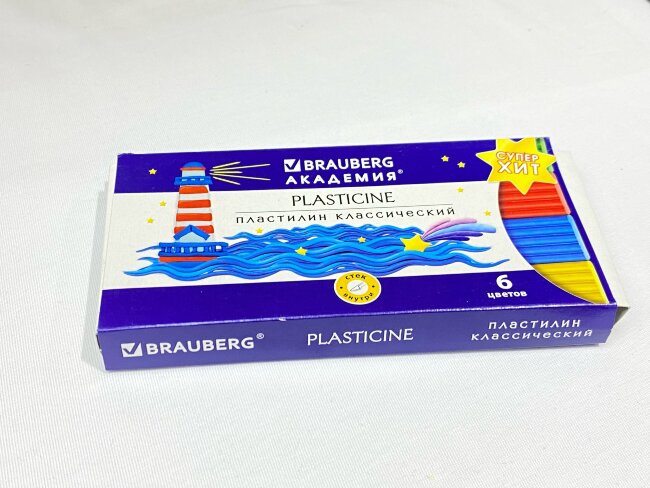 Пластилин классический BRAUBERG "АКАДЕМИЯ КЛАССИЧЕСКАЯ", 6 цв.