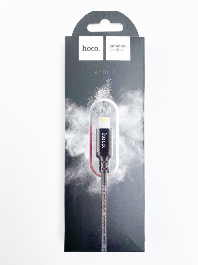 Кабель передачи данных hoco X14 iP 1м черный (Экстра прочность/Эффективная передача)
